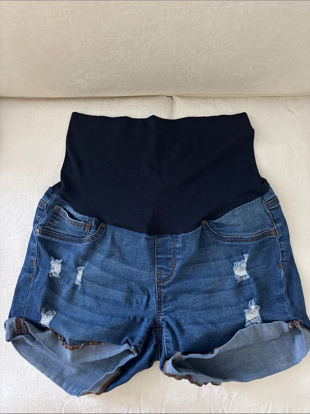 Maternity Distressed Denim Shorts